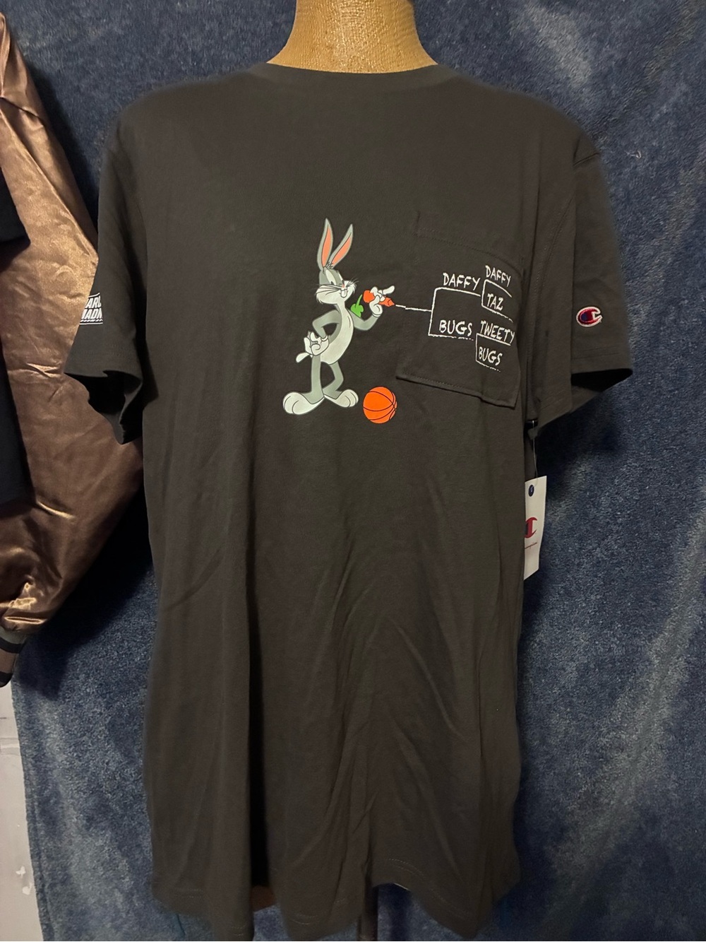 Champion Black Bugs Bunny Graphic Pocket Short Sleeve Tee